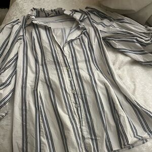 Plenty by Tracy Reese White and Blue Striped Button Down dress